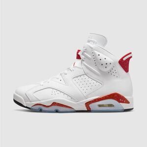 NIKE Men's Air Jordan 6 White and University Red Shoes Size 9